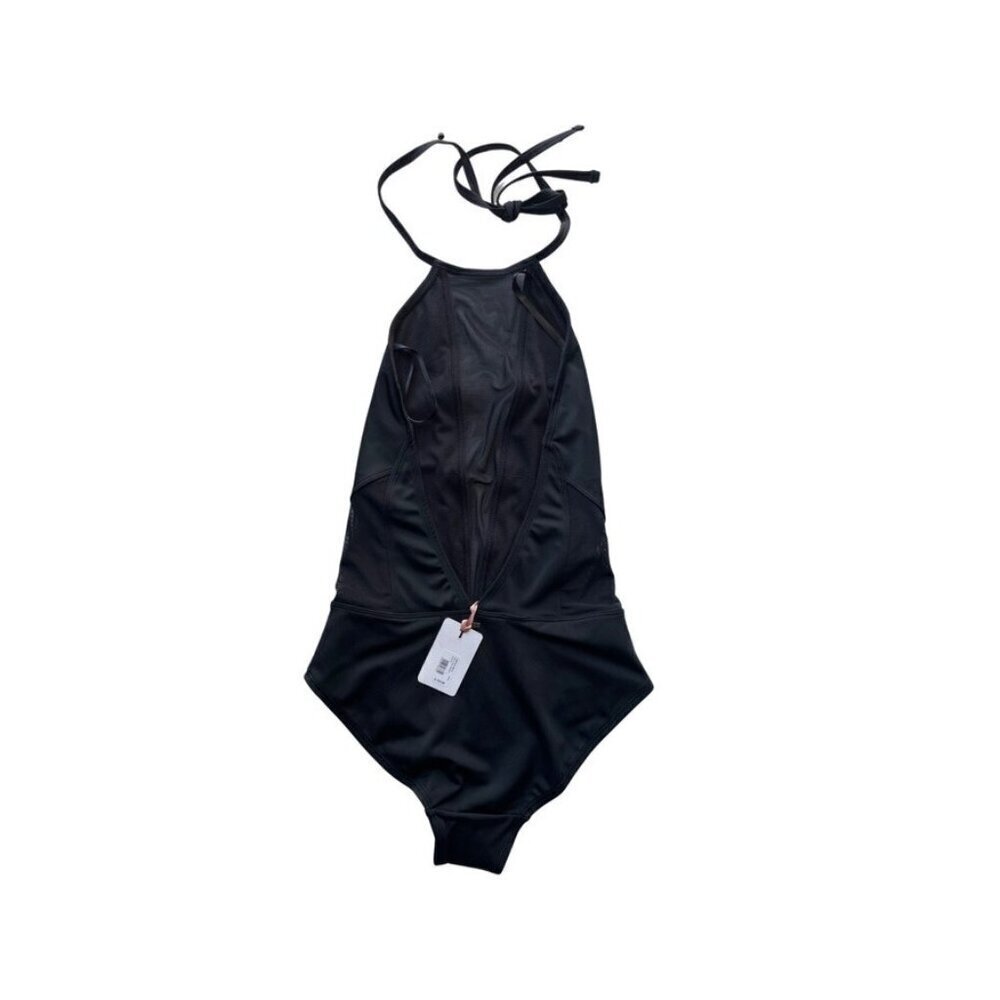Ted Baker London Black Mesh Panel Halter one piece Swimsuit size 0 (US Size2- 4) - Picture 7 of 16